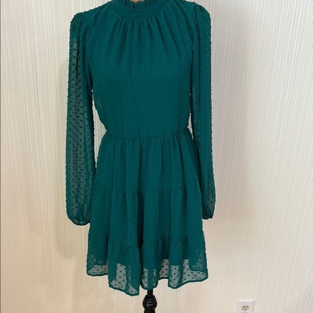 Trixxi Teal Long Sleeve Dress Large